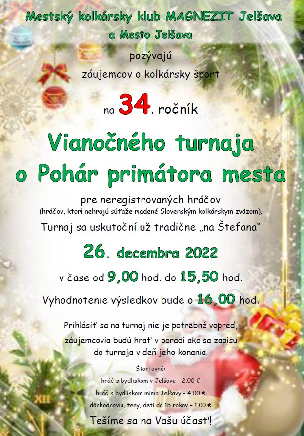Plagát na Vianočný turnaj 2022